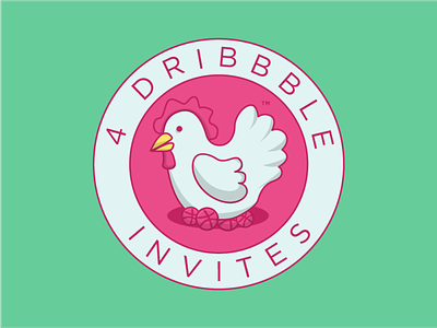 4 Dribbble Invites chicken dribbble invite invites logo