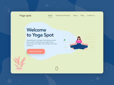 Yoga spot studio landing branding design flatdesign graphic illustration minimal pastel sport trend ui ui design uiux ux web webdesign website