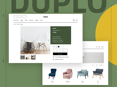 Duplo - online furniture store colorful contemporary design ecommerce flat furniture graphic illustraion logo minimal modern monochrome store top typography ui ux web