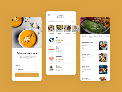 Eat&Treat - food delivery app app delivery design flat food food delivery graphic icon minimal orange search bar store typography ubereats ui ux vector web