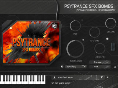 Psychedelic sound effects plug-in instrument Psytrance SFX bombs buttons dj instrument knobs music music software psychedelic psytrance sound design sound effects sounds trance
