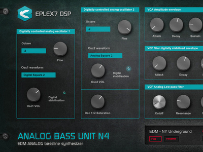 Analog Bass Unit N4 - edm bassline synthesizer graphics graphic production knobs product design logo structure texture electronic music software music programming design buttons button