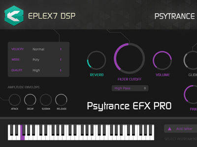 Psytrance EFX Pro plug-in instrument for Win & Mac button buttons graphics knobs music music artwork product design programming software software design sound design ui vst effect vst plugin