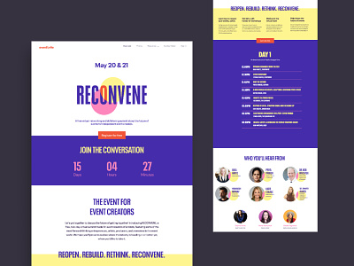 Reconvene— Eventbrite branding design events marketing ui ux web design