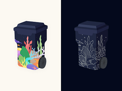 Coral Trash Bin Mock