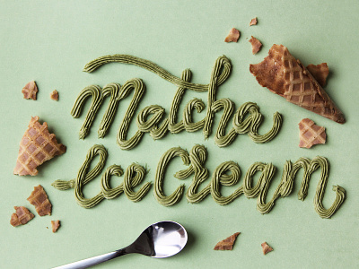 Matcha Ice Cream dessert food green tea ice cream ice cream cone lettering matcha typography