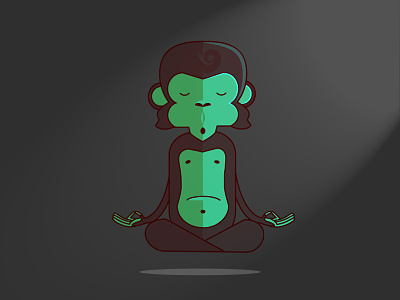 OmMonkey illustration levitation meditation monkey night om sohm