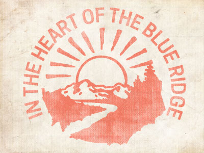 In The Heart Of The Blue Ridge asheville badge identity mountains north carolina outdoor savethedate stamp sunrise wedding