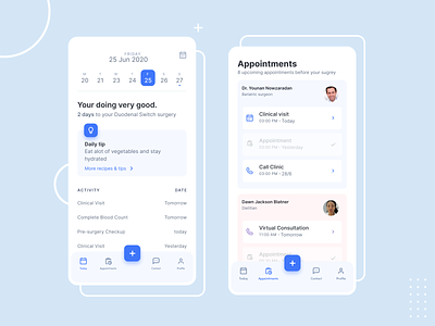 Pre-surgery Tracking App activity app clean design figma medical operation surgery tracking ui ux
