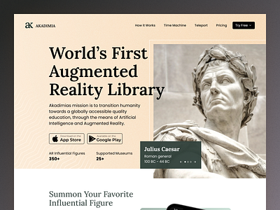 Akadimia - Augmented Reality Library ai ar augmented reality clean design figma ui ux