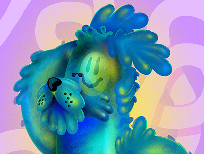 Happy Dog Inside clear design dog emilio emiliospocket fluffy glasses happy illustration jello pup smile