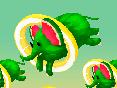 Watermelon Elephant drink lemon watermelon