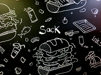 Sack painting pattern restaurant sack sandwiches