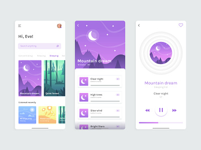 Meditation app concept app concept flat illustration meditation screen ui vector