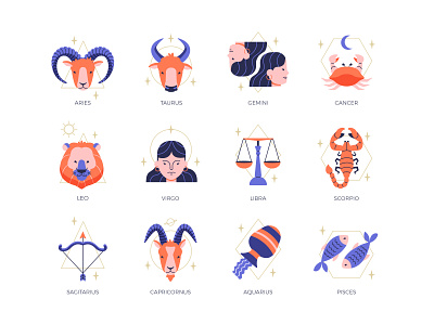 Flat Zodiac Signs asset astrology flat illustration signs vector zodiac