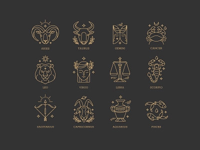 Linear Zodiac Signs asset astrology collection illustration linear signs vector zodiac