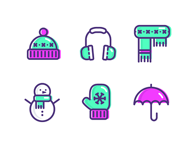 Winter Icons colorful flat iconography illustration winter