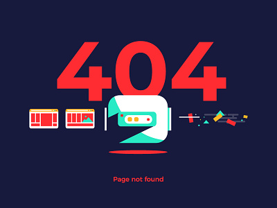 404 404 error flat not found page space vector web website