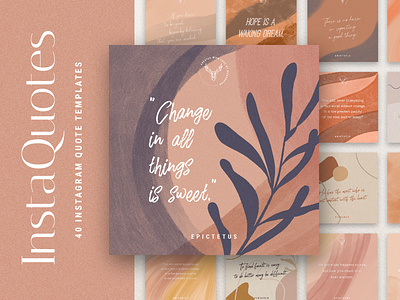 #InstaQuotes 40 Post Quote Templates creative creative market creativemarket instagram instagram pack instagram template products social media social pack watercolor