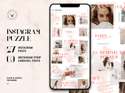 #InstaGrid 9.0 - Watercolor Puzzle Template creative creative market creativemarket design elegant instagram instagram pack instagram stories instagram template modern products social media social pack watercolor wedding