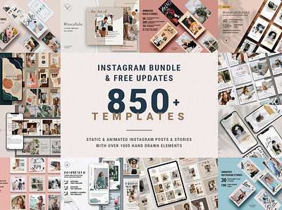 Ultimate Instagram Bundle + Updates animated posts animated stories animated template creative creative market creative template elegant instagram instagram pack instagram post instagram post template instagram posts template instagram stories instagram templates modern products social media social pack template bundle templates