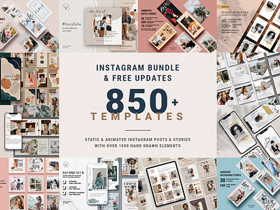 Ultimate Instagram Bundle + Updates animated posts animated stories animated template creative creative market creative template elegant instagram instagram pack instagram post instagram post template instagram posts template instagram stories instagram templates modern products social media social pack template bundle templates