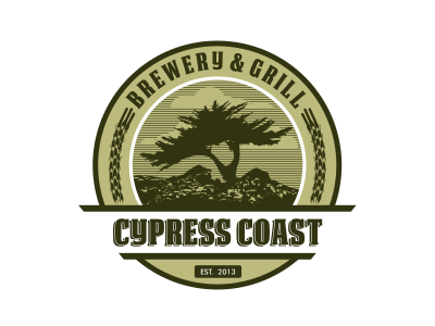 Cypress Coast logo brewery cypress emblem green grill landscape logo ragerabbit