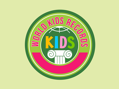 World Kids Records logo achievement award awards children earth green kid kids planet smart world