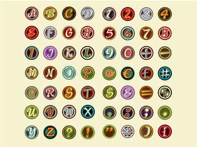 Vintage Badge Alphabet, Numbers and Symbols alphabet badge emblem font letter logo numbers retro symbols typescript vector vintage