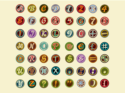 Vintage Badge Alphabet, Numbers and Symbols