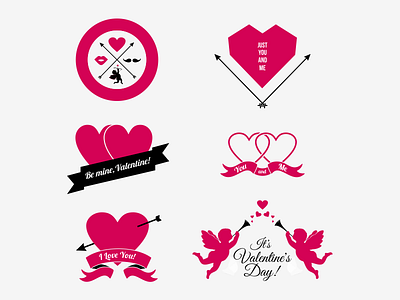 Valentine's Day Hipster Vector Icons arrow cupid day heart hipster icons ribbon valentine