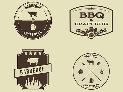 Vector Hipster Barbeque Emblems barbecue bbq beer cow emblems hipster logos petya pig ragerabbit retro vintage