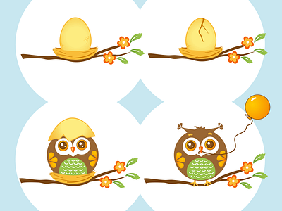 Little Owl Birth Vector Illustration birth illustration little owl vector