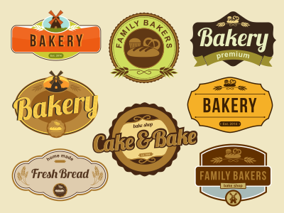 8 Bakery Badges and Logos badges balery elements emblems logos petya hadjieva ragerabbit stamp vector web