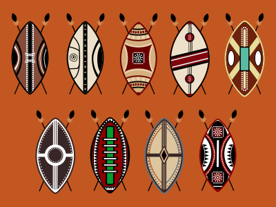 Masai Vector Shields arrow decoration illustration kenya maasai masai massai ornament shields tribal vector warrior