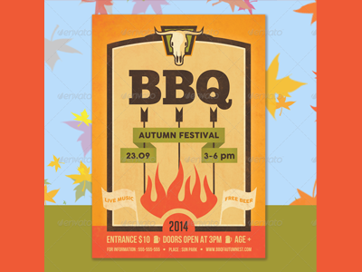 Barbecue Hipster Flyer Template barbecue envato event festival flyer fun hipster party poster print ragerabbit template