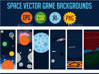 6 Space Game Backgrounds alien backgrounds colors cosmos game illustrations planets ragerabbit space vector