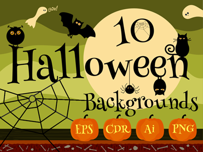 10 Halloween Vector Game Backgrounds