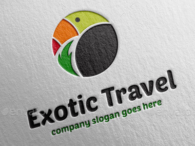 Exotic Travel Logo Template abstract bird brand envato exotic graphicriver icon logo ragerabbit template toucan travel