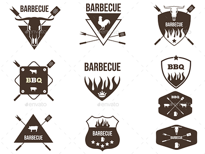 10 Barbecue Badges, Emblems, Logos and Stamps Vol.3