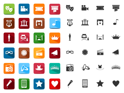 Theater,  Art,  Ballet and Cinema Colored Icons