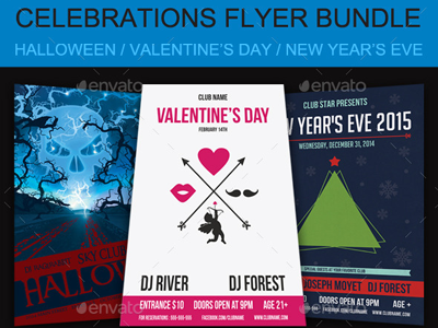 Celebrations Flyer Bundle bundle celebrations christmas day flyer halloween new poster valentines year