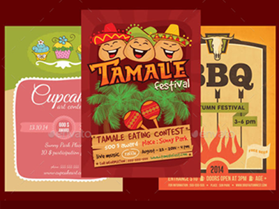 Festival Flyer Template Bundle barbecue barbeque bbq bundle cupcake festival flyer tamale template