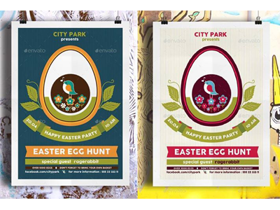 Easter Egg Hunt Flyer Template digital easter egg hunt flyer template illustration illustrative flyer poster printready ragerabbit