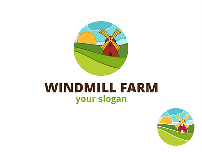 Windmill Farm Logo abstract agriculture logo badge emblem farm logo template nature ragerabbit windmill farm
