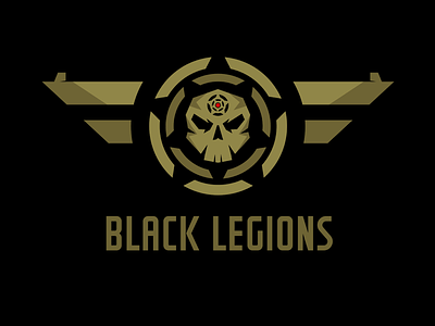 Black Legions Logo Template black game game studio khaki legions logo skull template vector wings