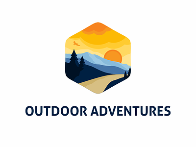 Outdoor Adventure Logo adventures badge emblem envato hawk illustration landscape logo mountains outdoor template vector