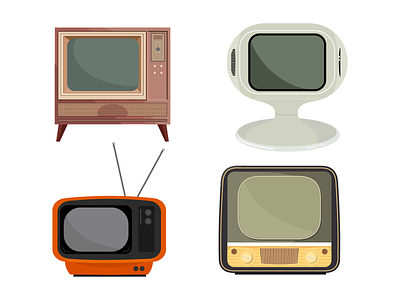 Retro Tvs Set ragerabbit retro set technology television tv vector video vintage