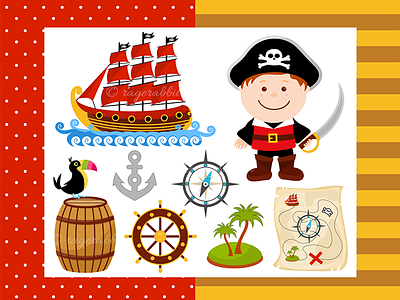 Pirate Boy Vector Illustration illustration kids pirate ship pirates ragerabbit toucan vector
