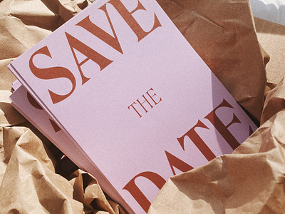 Save The Date big type big typography collaboration collateral edge painting gold gold foil lavender print design printed invitations printed material save the date save the dates type typography wedding invitation wedding invite